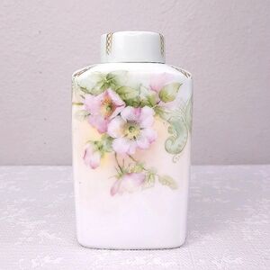 Antique T&V Limoges France Hand Painted Porcelain Jar & Lid